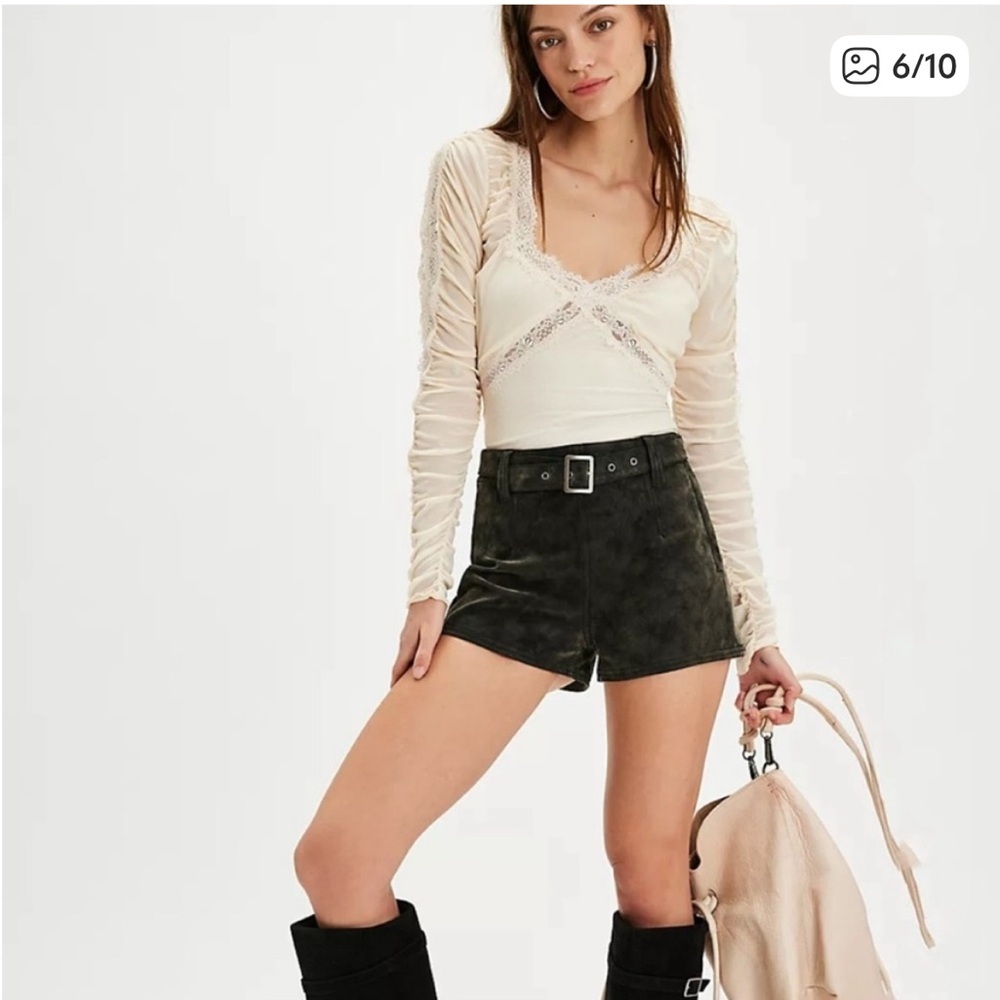 Free People Cream Lace Detail Bodysuit
